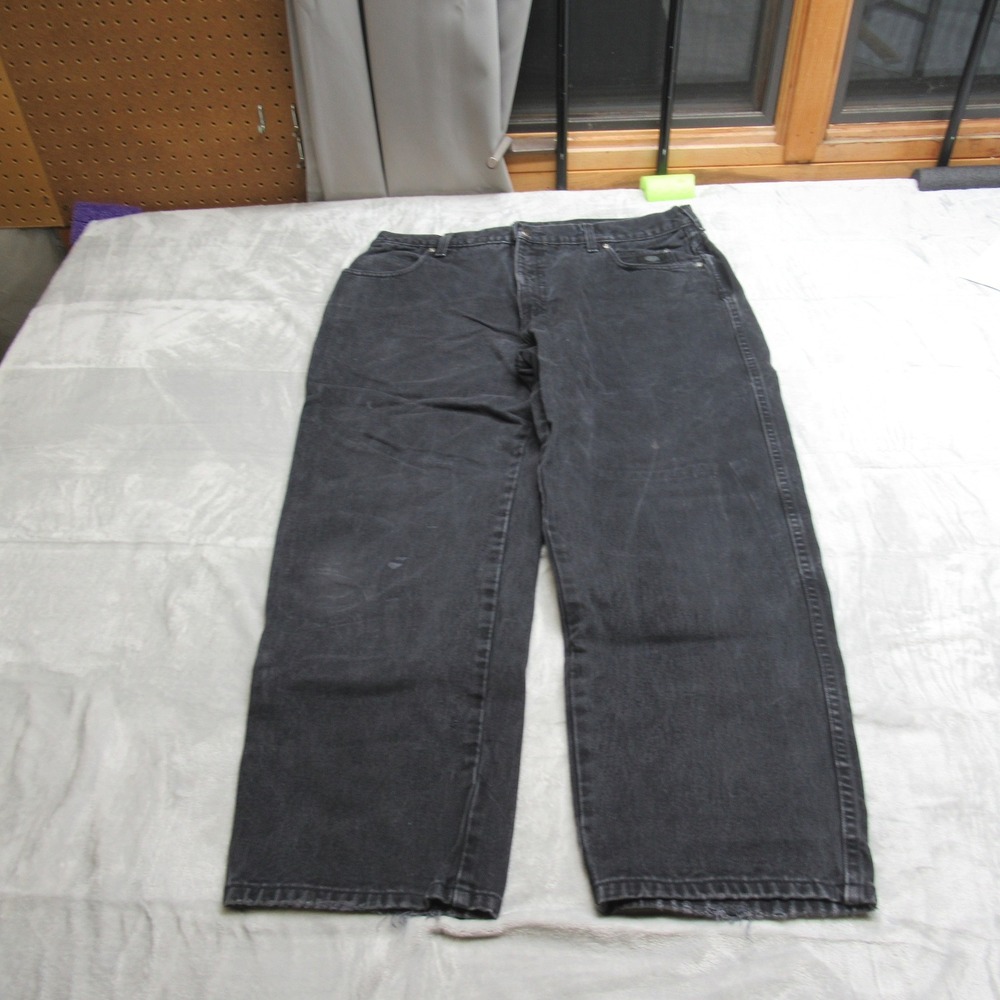 Harley Davidson Loose Jeans Men 36x28 BLK 5-Pocket Relaxed Wide Leg Straight VTG